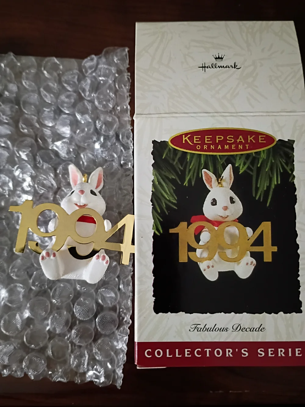 Hallmark Keepsake 1994 Bunny Ornament - White & Gold